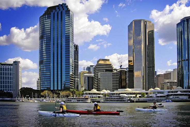 Kayaking on the Brisbane River, Australia